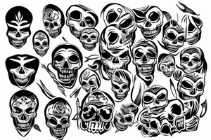 Skull with a mask tattoo idea