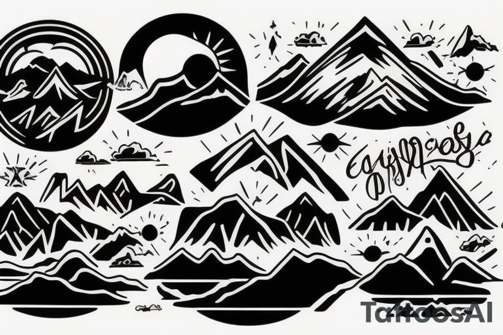 sunrise over mountains tattoo idea