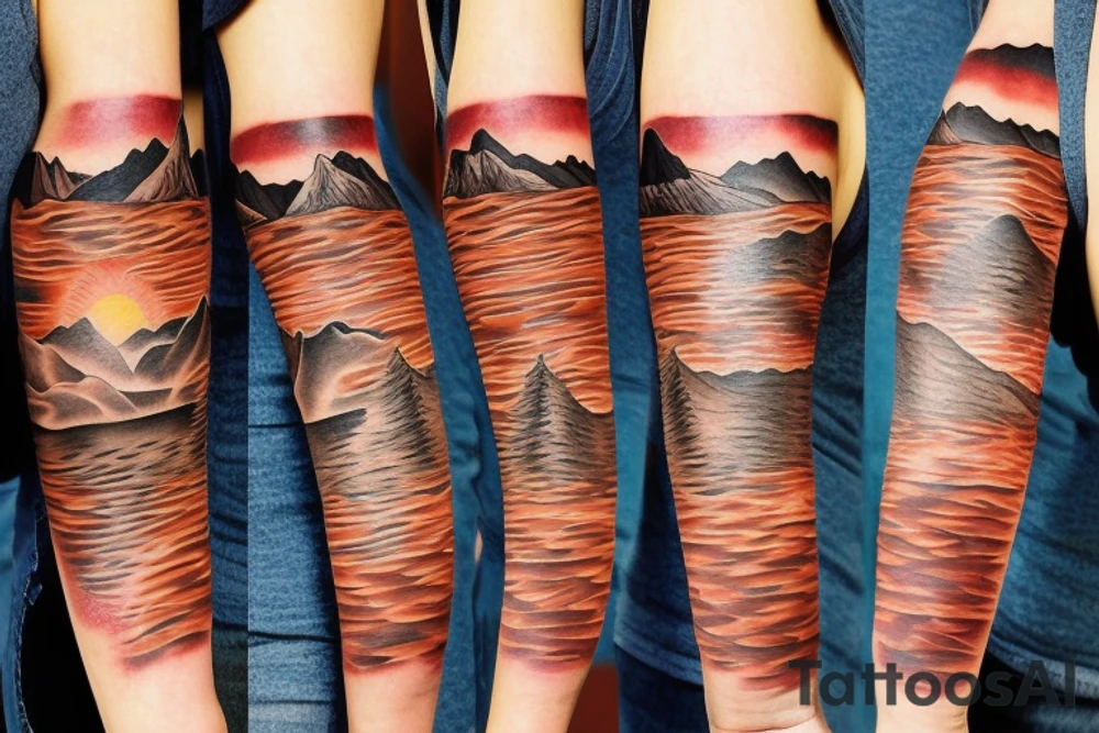 sunrise over mountains tattoo idea