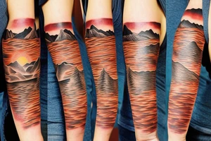 sunrise over mountains tattoo idea