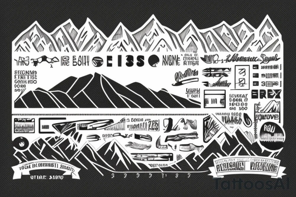 sunrise over mountains.  the mountains are shaped like the historical stock ticker for GME tattoo idea