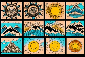sun rising on mountains tattoo idea