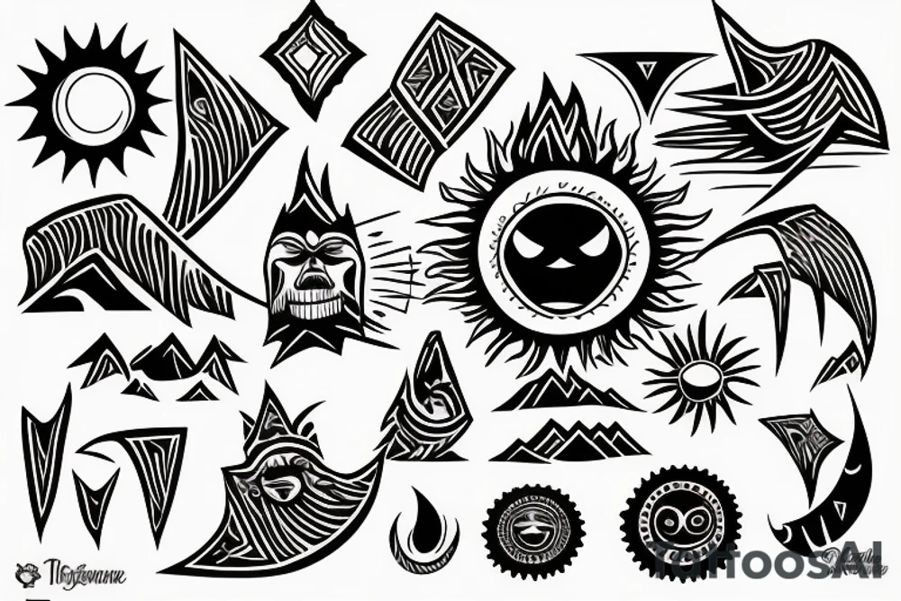 sun rising on mountains tattoo idea