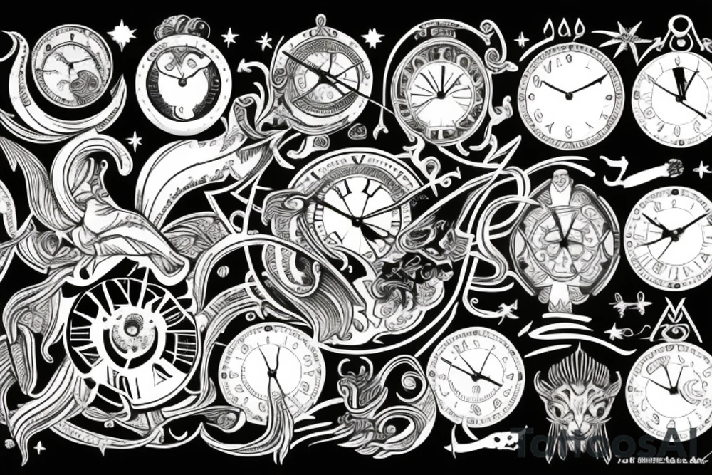 astrological clock tattoo idea