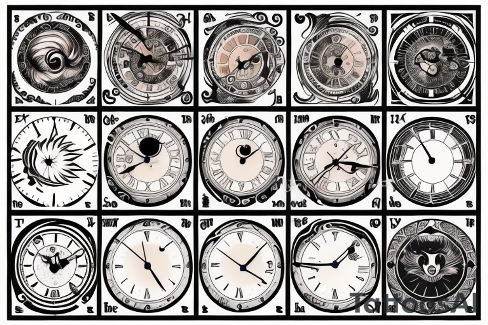 astrological clock tattoo idea