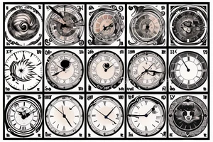 astrological clock tattoo idea