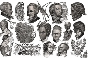 Describe a tattoo that captures the essence of Alexander Hamilton's life and legacy. tattoo idea