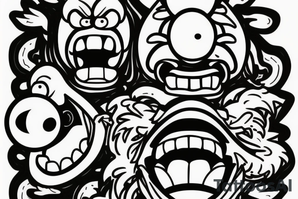 A monster head in simpson style tattoo idea