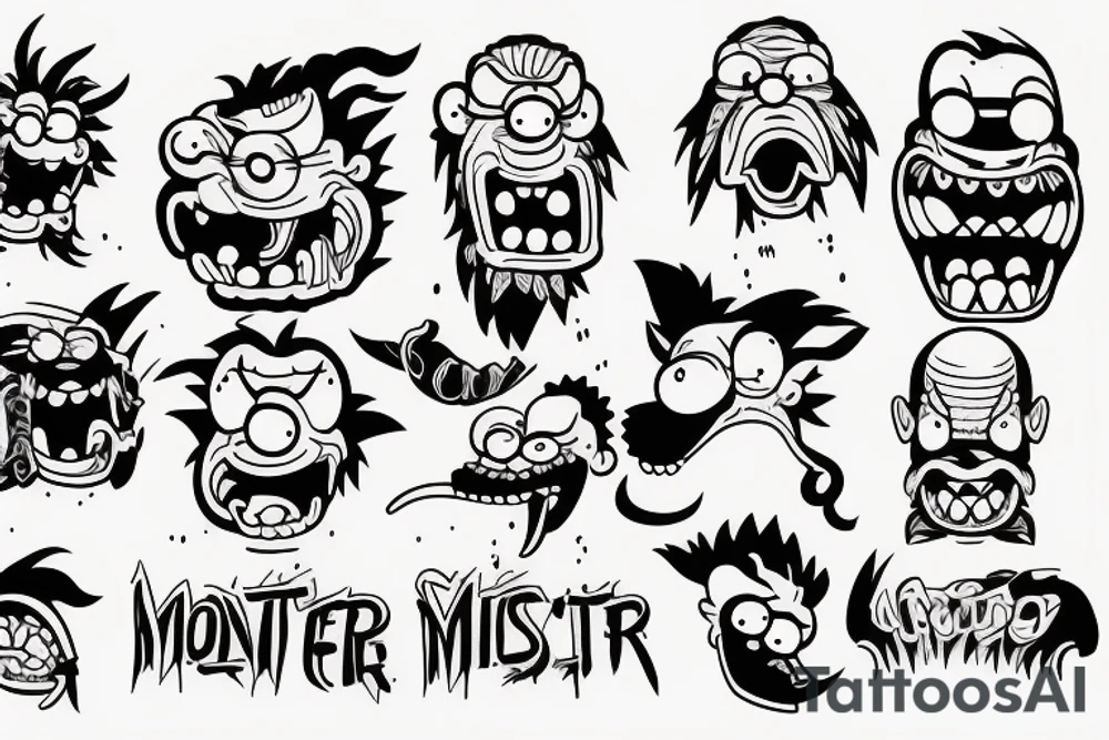A monster head in simpson style tattoo idea