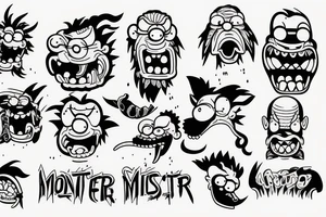 A monster head in simpson style tattoo idea