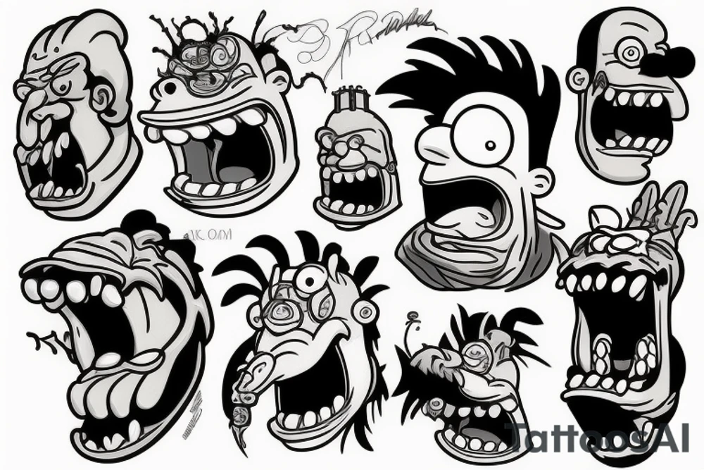 A monster head in simpson style tattoo idea