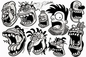 A monster head in simpson style tattoo idea