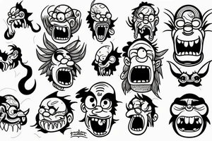 A monster head in simpson style tattoo idea