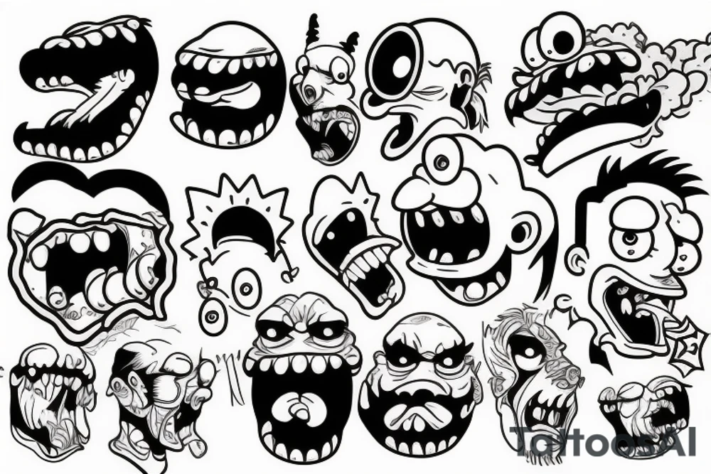 A monster head in simpson style tattoo idea