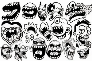 A monster head in simpson style tattoo idea