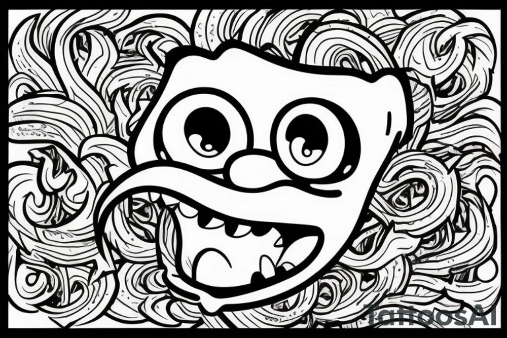 A monster head in simpson style tattoo idea