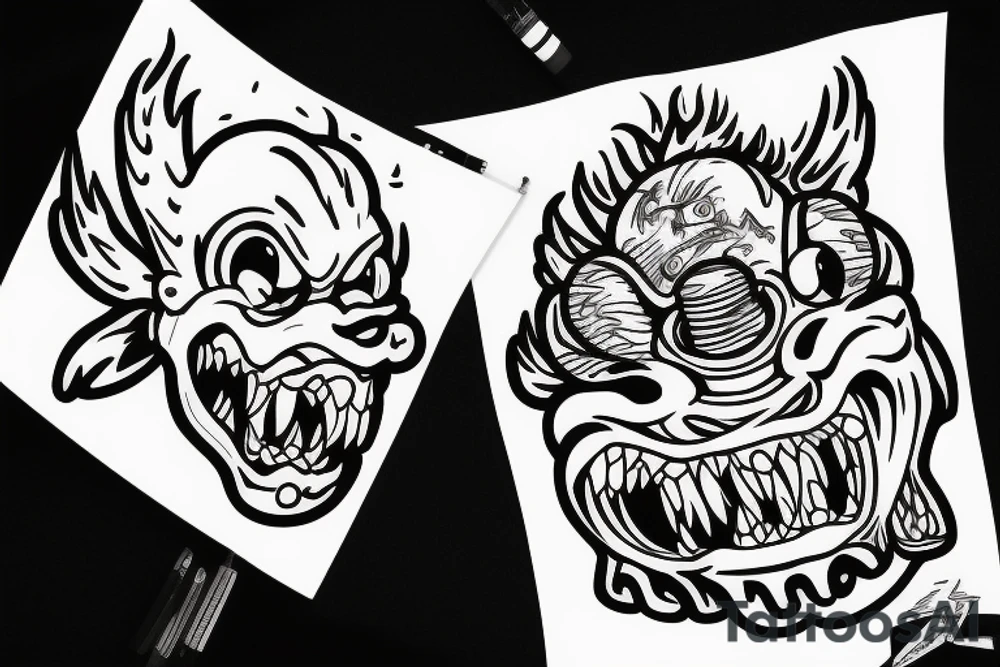A monster head in simpson style tattoo idea