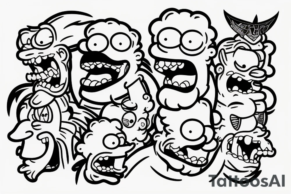 A monster head in simpson style tattoo idea