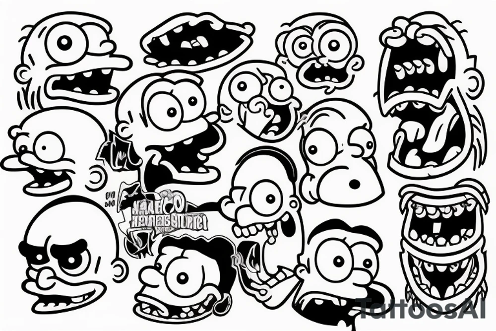 A monster head in simpson style tattoo idea
