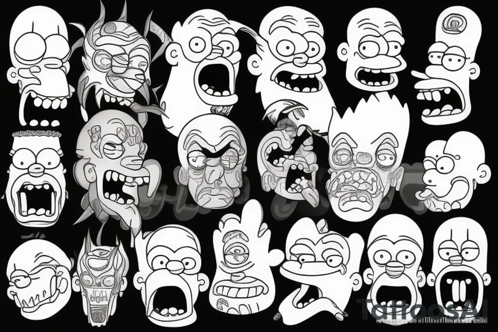 A monster head in simpson style tattoo idea