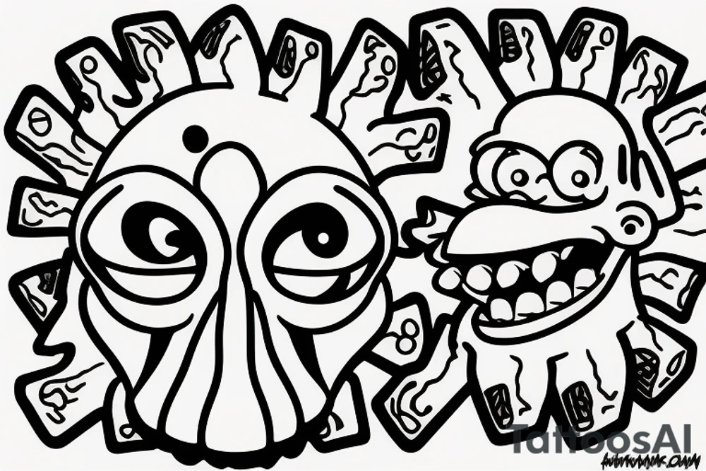 A monster head in simpson style tattoo idea
