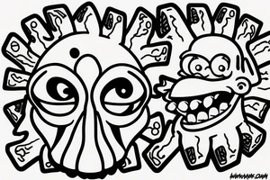 A monster head in simpson style tattoo idea