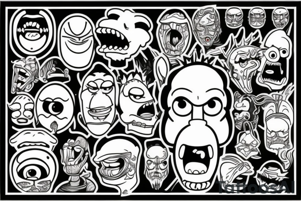 A monster head in simpson style tattoo idea
