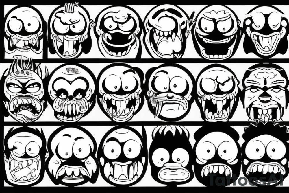 A monster head in simpson style tattoo idea