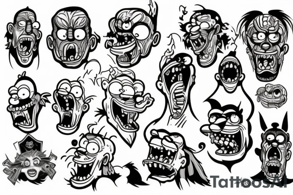 A monster head in simpson style tattoo idea