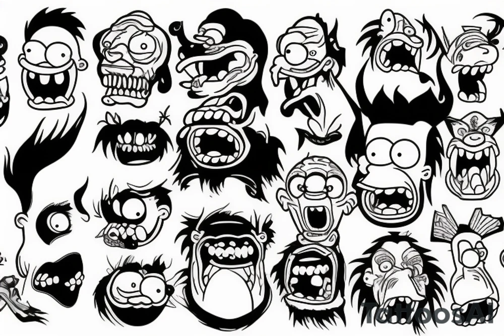 A monster head in simpson style tattoo idea