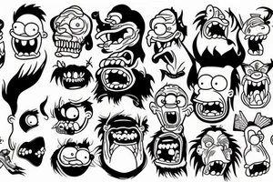 A monster head in simpson style tattoo idea
