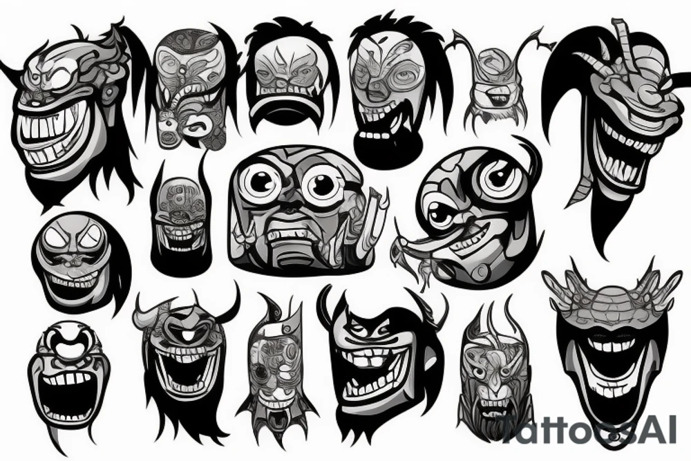 A monster head in lego style tattoo idea