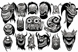A monster head in lego style tattoo idea