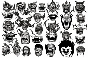 A monster head in lego style tattoo idea