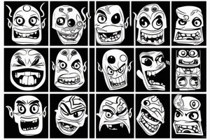 Monster head smiling in lego style tattoo idea