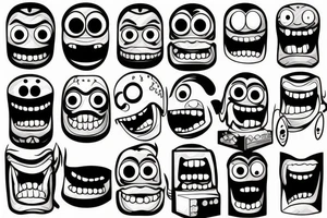 Monster head smiling in lego style tattoo idea