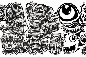 Monster head in graffiti style tattoo idea