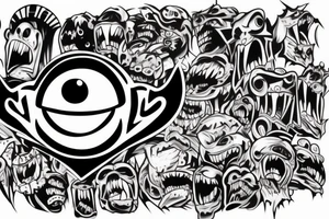 Monster head in graffiti style tattoo idea