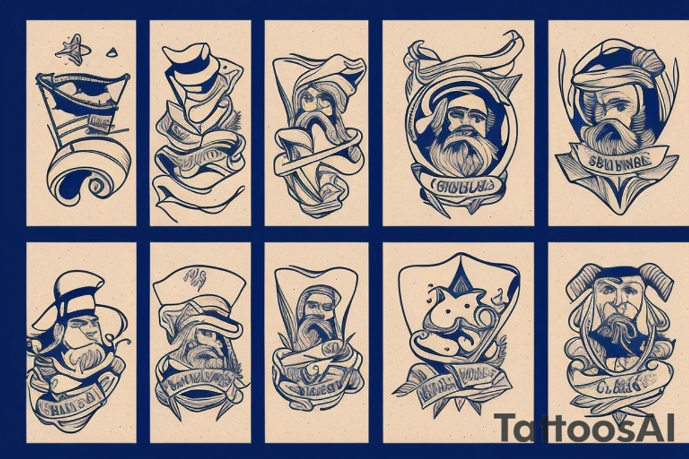 a handsome and wise sea captain tattoo idea
