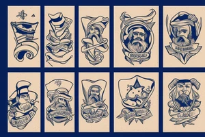 a handsome and wise sea captain tattoo idea