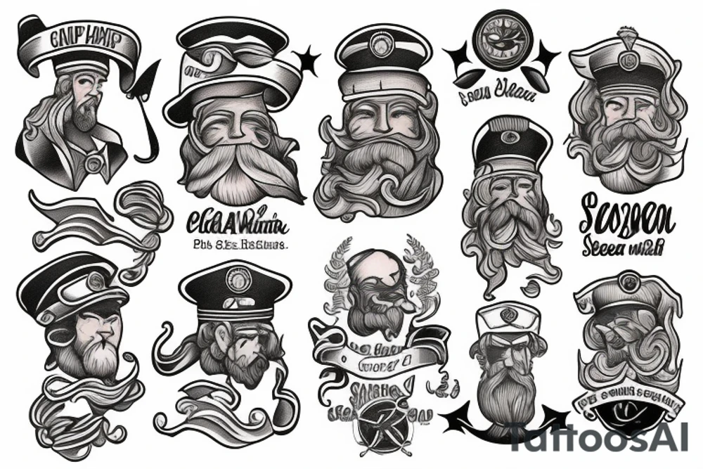 a handsome and wise sea captain tattoo idea