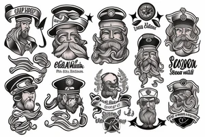 a handsome and wise sea captain tattoo idea