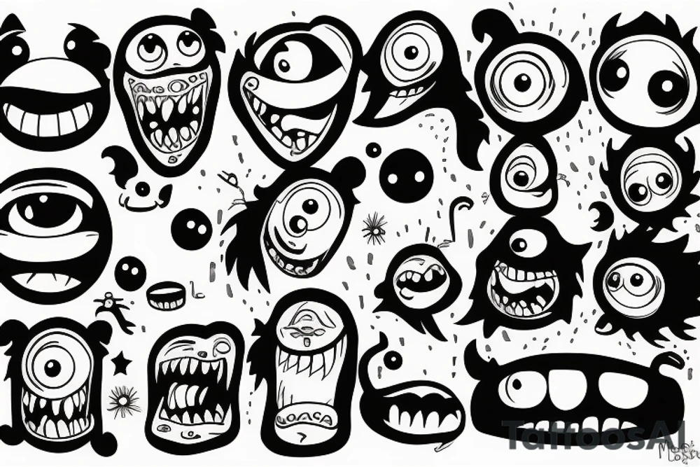 monster happy tattoo idea