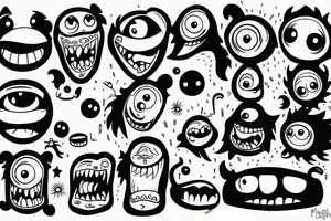 monster happy tattoo idea