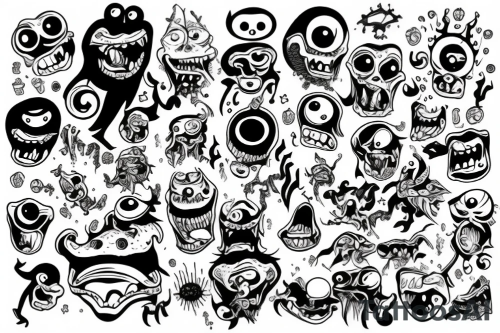 monster happy tattoo idea