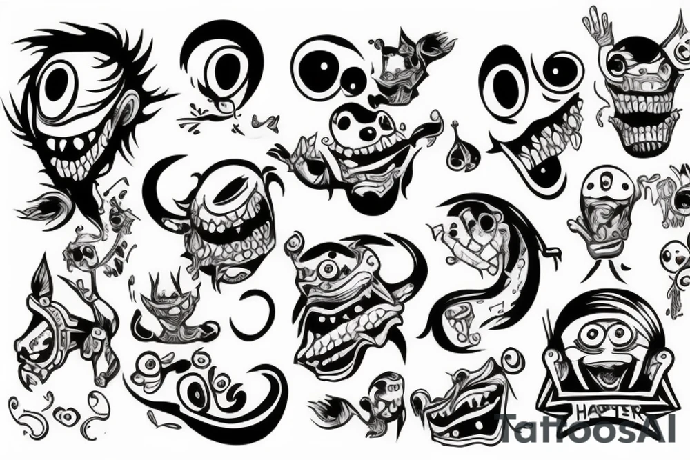 monster happy tattoo idea