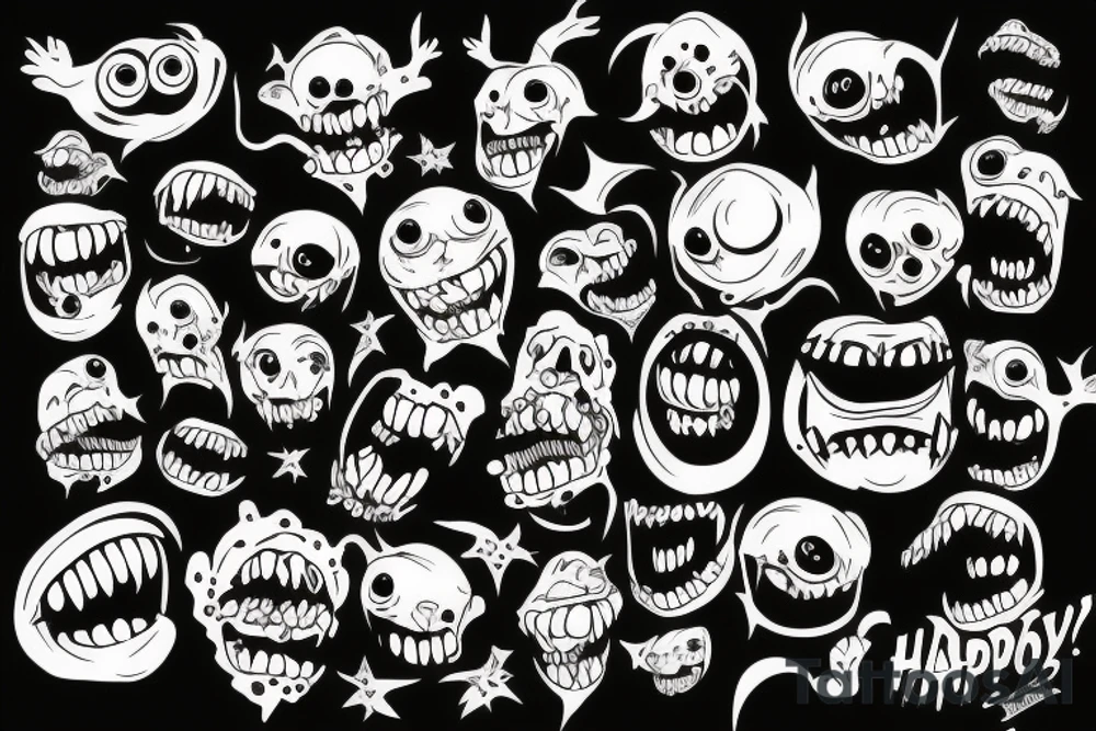 monster happy one per sheet tattoo idea