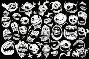 monster happy one per sheet tattoo idea