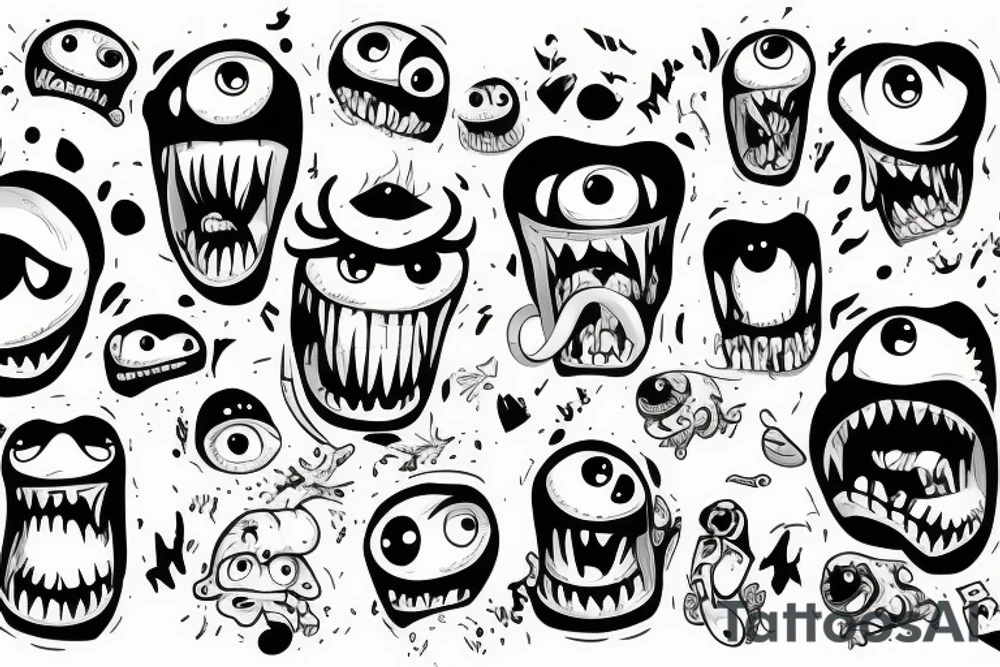 monster happy one per sheet tattoo idea