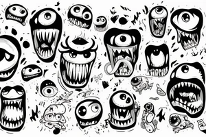 monster happy one per sheet tattoo idea